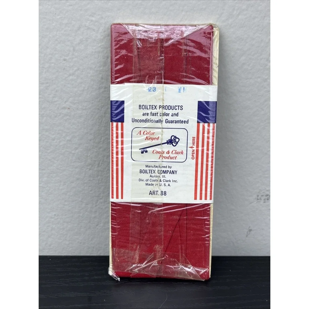 Vintage Boiltex 128 Red Single Fold Bias Tape Size 5 Cotton 5 Yards